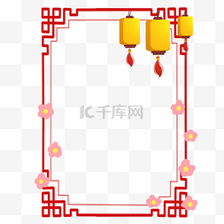 新年黄色的灯笼边框