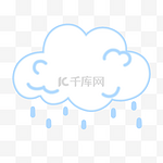 卡通蓝色云朵小雨滴插图