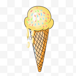 蛋筒冰淇淋卡通图片_手绘夏日美食蛋筒冰淇淋插画