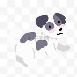 动物黑白手绘图片_卡通手绘斑点小狗