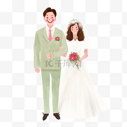 结婚情侣插画图片_手绘风婚礼结婚插画