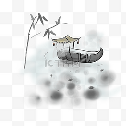 中国水墨古风船只