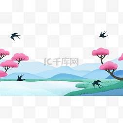 湖光山色手绘主题边框
