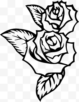黑色玫瑰花图片_矢量黑色花纹玫瑰