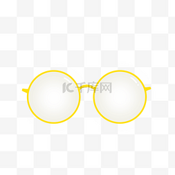 眼镜手绘设计图片_金框小圆眼镜PNG