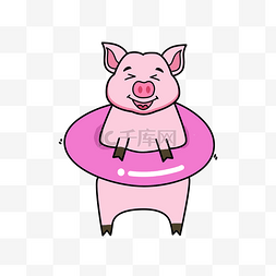 游泳的小猪图片_卡通手绘游泳的小猪