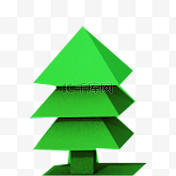 绿色锁扣图片_立体绿色的圣诞树免扣图