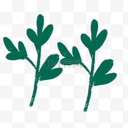 卡通油画图片_绿色植物的卡通叶子