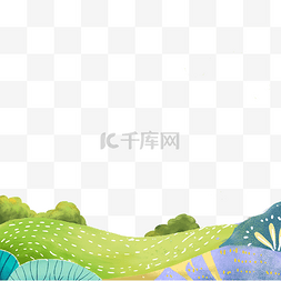 湖水海报图片_春天原野彩色装饰底框明媚绿色海
