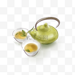 传统茶具图片_白露手绘古风花茶