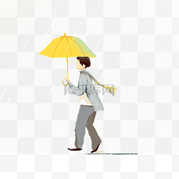 小男孩打伞 