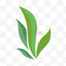 蓝绿色叶子logo元素