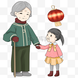 新年团聚卡通插画图片_手绘春节团聚插画