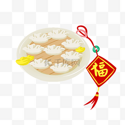 中国喜庆传统风图片_喜庆春节饺子插画