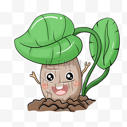 卡通土壤植物图片_活泼可爱的小芋头冒出土来