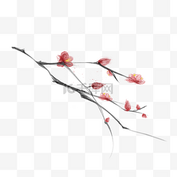 中国风国画梅花图片_中国风花卉小物腊梅手绘绘插画