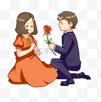 送花表白的情侣