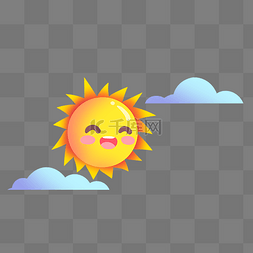 晴天霹雳卡通图片_晴天太阳气象插画