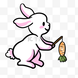 灯笼兔子图片_拿着胡萝卜灯笼的小兔子
