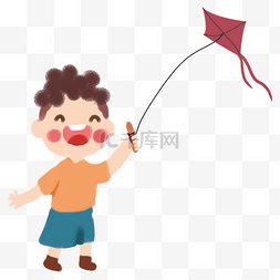 风筝海报素材图片_春季放风筝的Q版小男孩
