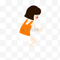 橙色衣服小女孩免抠图
