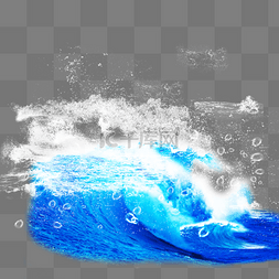 蓝色大海卷起的浪花元素