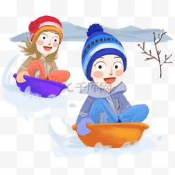 白雪卡通图片_孩子假期滑雪