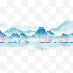 山川图片_手绘中国风山水水墨背景