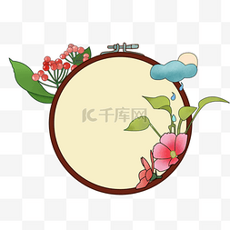 手绘创意花朵装饰图片_手绘绣花花朵插画