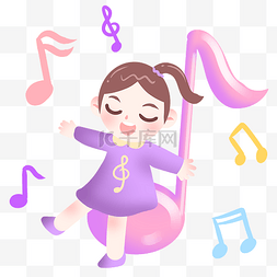 唱歌的女孩音乐插画