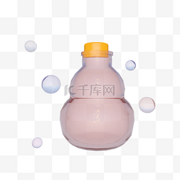 玻璃球瓶子图片_C4D浅橙色葫芦透明玻璃瓶