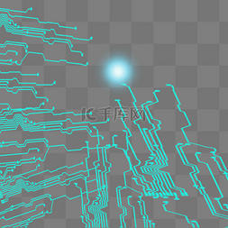 电路线图片_蓝色科技线条电路板元素