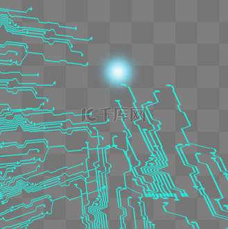 蓝色科技线条电路板元素