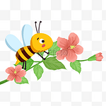 在花枝上采蜜的小蜜蜂