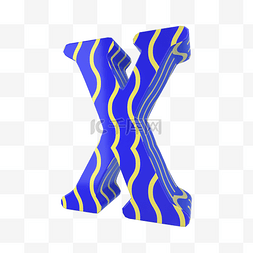 蓝色淘宝海报图片_C4D孟菲斯风格立体字母X装饰