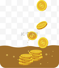 卡通金融金币插画图片_土地里的金币png