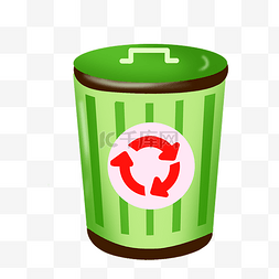 绿色卡通垃圾桶图片_绿色的垃圾桶插画