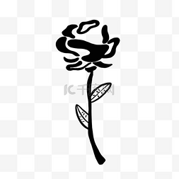 玫瑰花剪影图片_黑色手绘玫瑰花