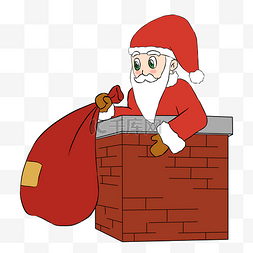 烟囱里的圣诞老人插画