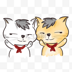 学生红领巾图片_两只可爱的学生猫