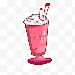 奶茶手绘饮品图片_手绘粉色的牛奶奶茶