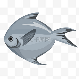 海鲜小鱼插画图片_灰色的小鱼手绘插画