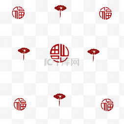 中国风底纹福字图片_手绘卡通剪纸底纹插画