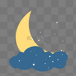 金黄色的月亮图片_夜晚星星月亮插画