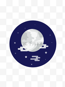 月亮图片_卡通八月十五中秋节圆月星空矢量