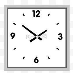 钟表白色图片_方形石英钟表装饰图案免费下载