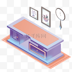 家具装饰画图片_2.5D软装家居电视柜插画