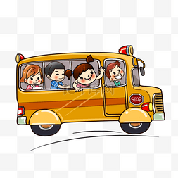 放学校车图片_手绘卡通开往幼儿园的校车