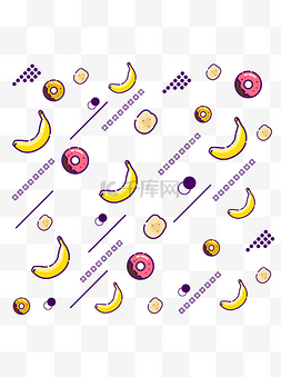 彩色卡通不规则图片_漂浮元素水果香蕉MBE风格彩色元素