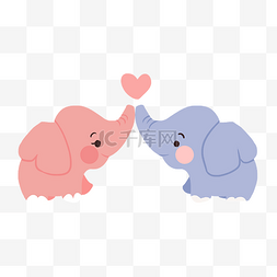可爱的大象情侣插画
